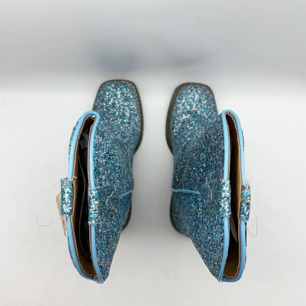 Roper Girls Glitter Galore Western Boots Size 3 EU 33.5 Blue NWOB